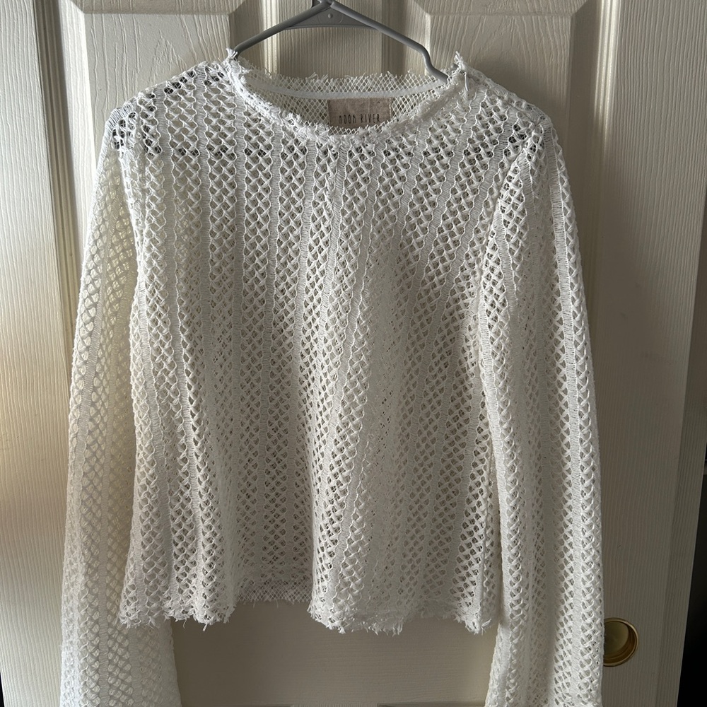 Moon River White Mesh Blouse